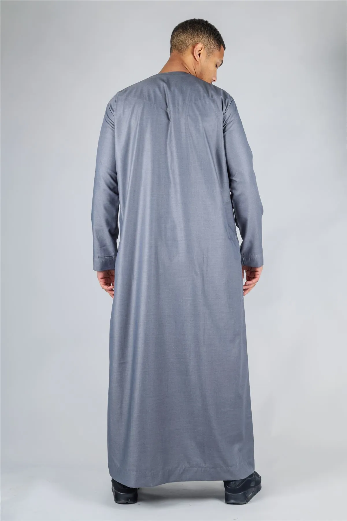 Men's Thobe Emirati Omani Jubba Islamic Clothing Muslim Kaftan Eid Robe Arab String Tassel