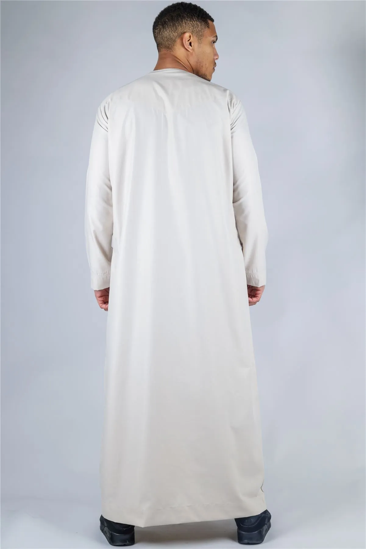 Men's Thobe Emirati Omani Jubba Islamic Clothing Muslim Kaftan Eid Robe Arab String Tassel