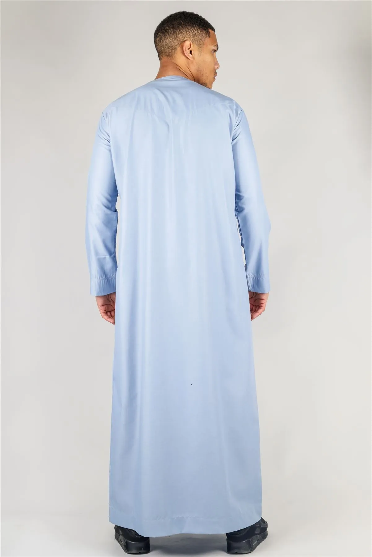 Men's Thobe Emirati Omani Jubba Islamic Clothing Muslim Kaftan Eid Robe Arab String Tassel