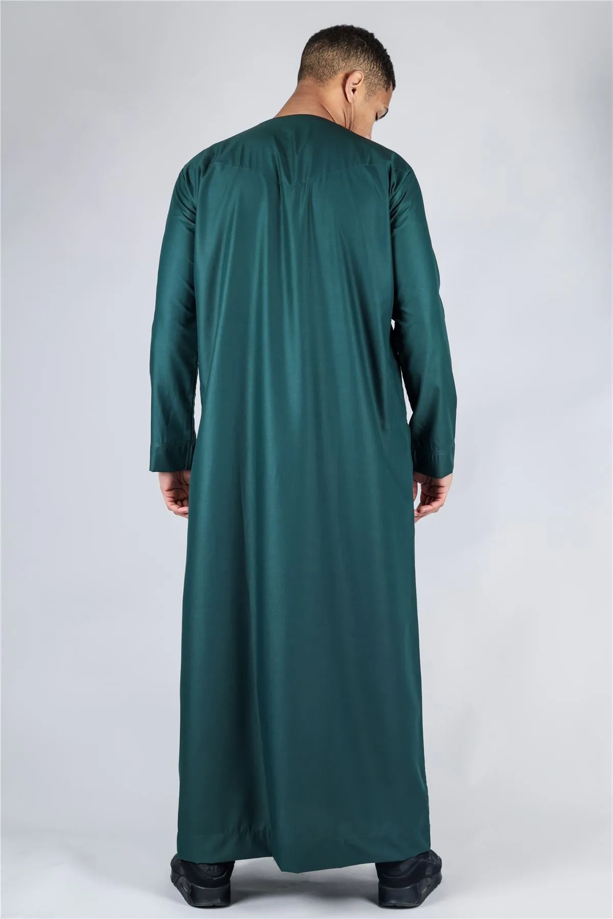 Men's Thobe Emirati Omani Jubba Islamic Clothing Muslim Kaftan Eid Robe Arab String Tassel