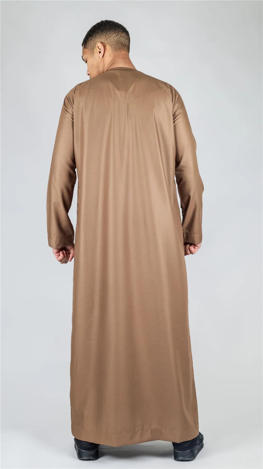 Men's Thobe Emirati Omani Jubba Islamic Clothing Muslim Kaftan Eid Robe Arab String Tassel