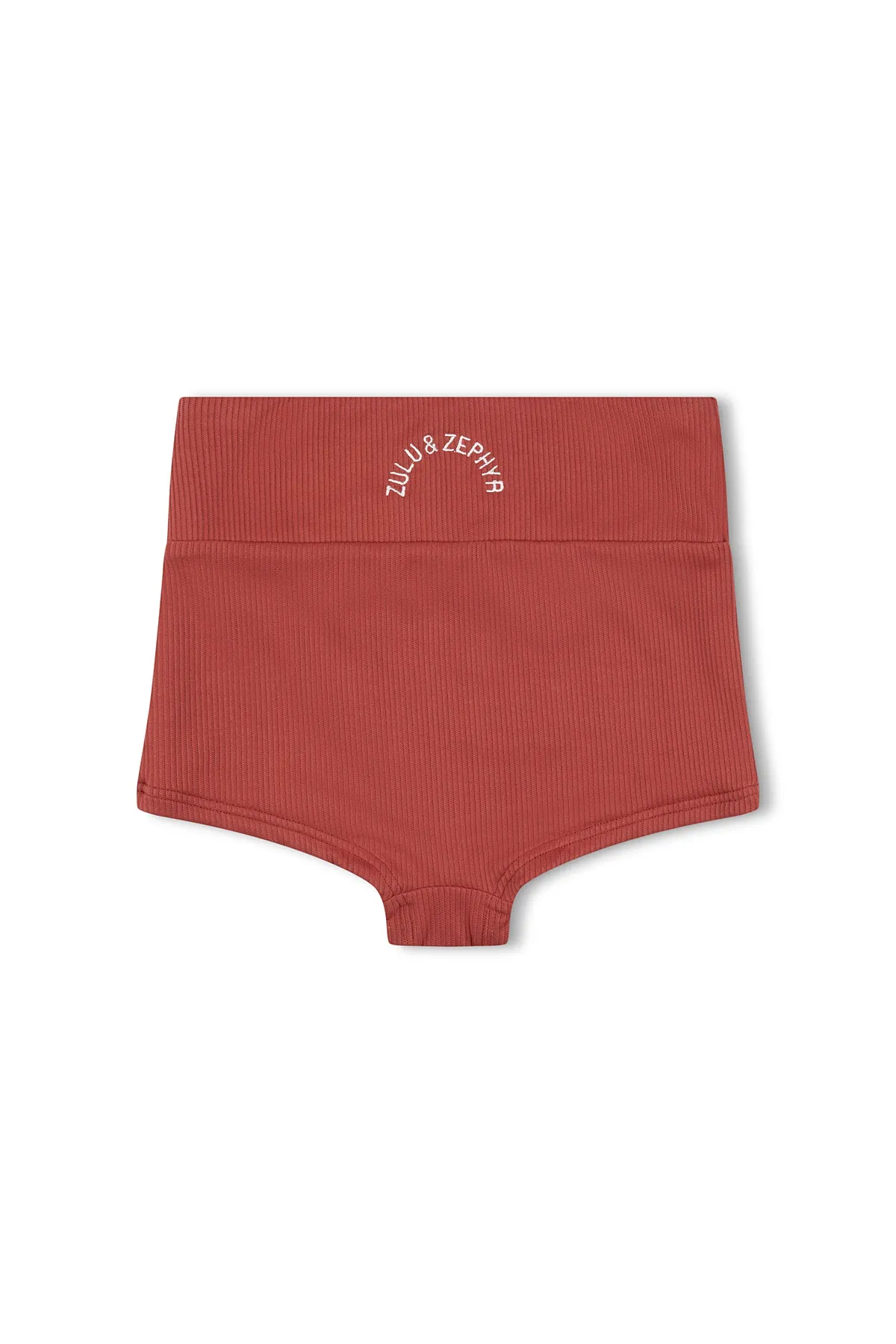 Mini Rib Logo Boy Short - Earth Red