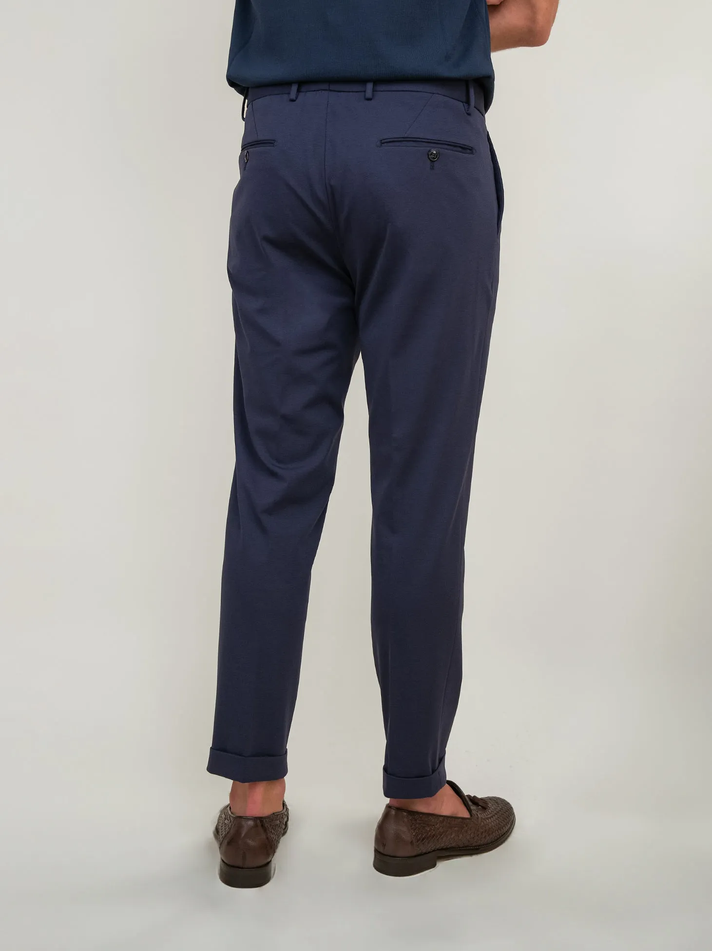 PANTALONE IN MISTO COTONE BLU NAVY