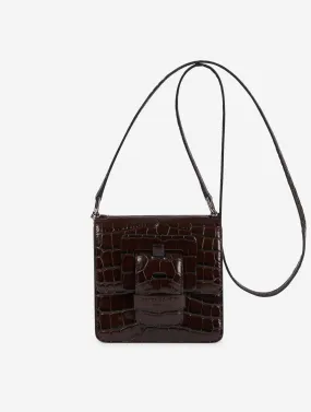 Petit sac "Love Me" en cuir gaufré chocolat