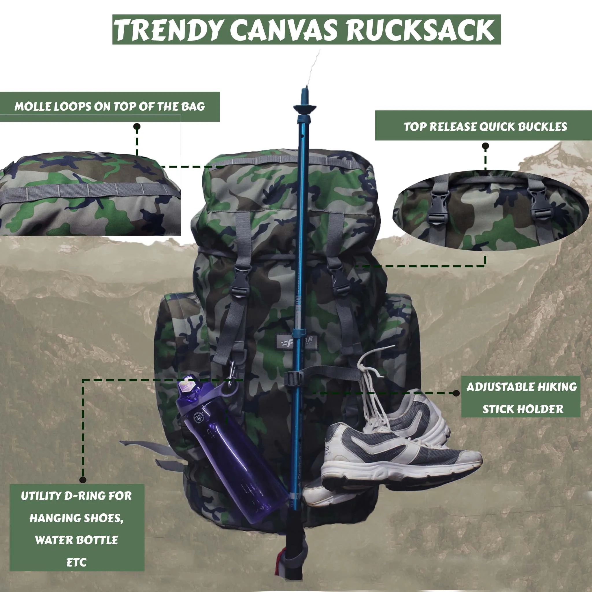 Platoon 46L Woodland Rucksack