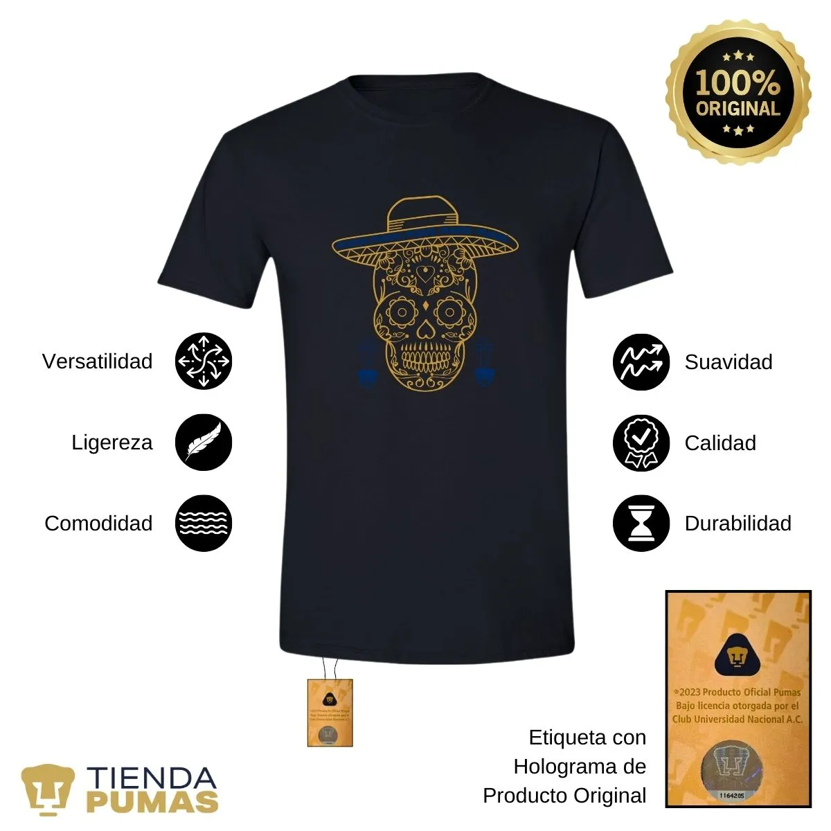 Playera Día de Muertos Hombre Pumas Calavera