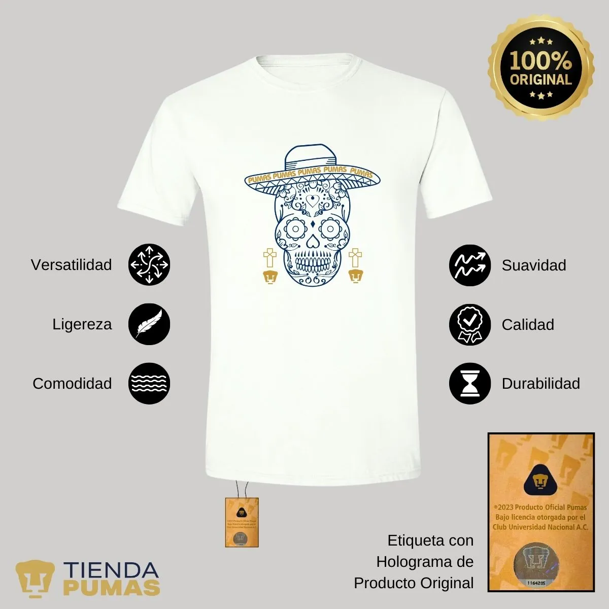 Playera Día de Muertos Hombre Pumas Calavera