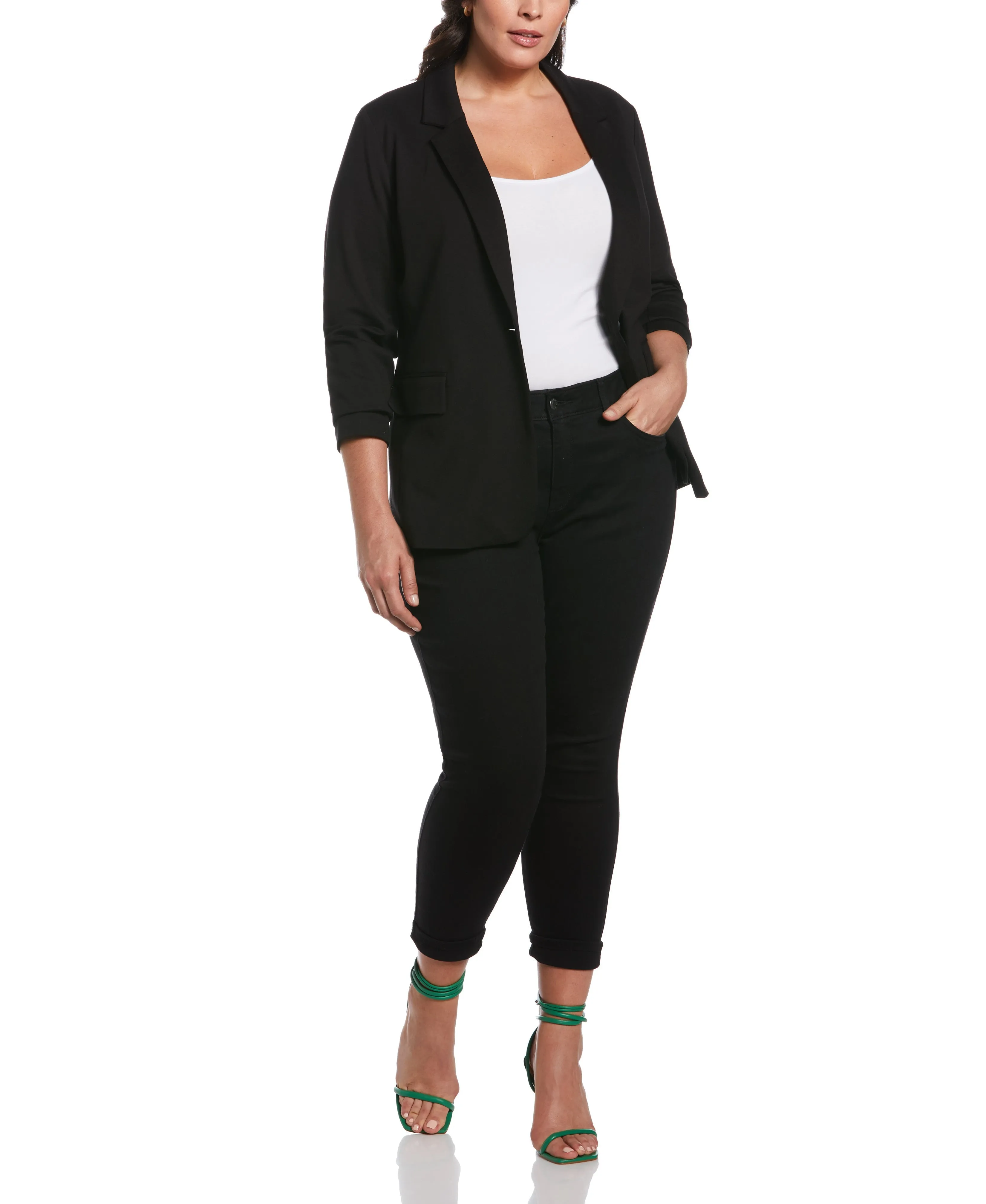 Plus Size Single Breasted Blazer