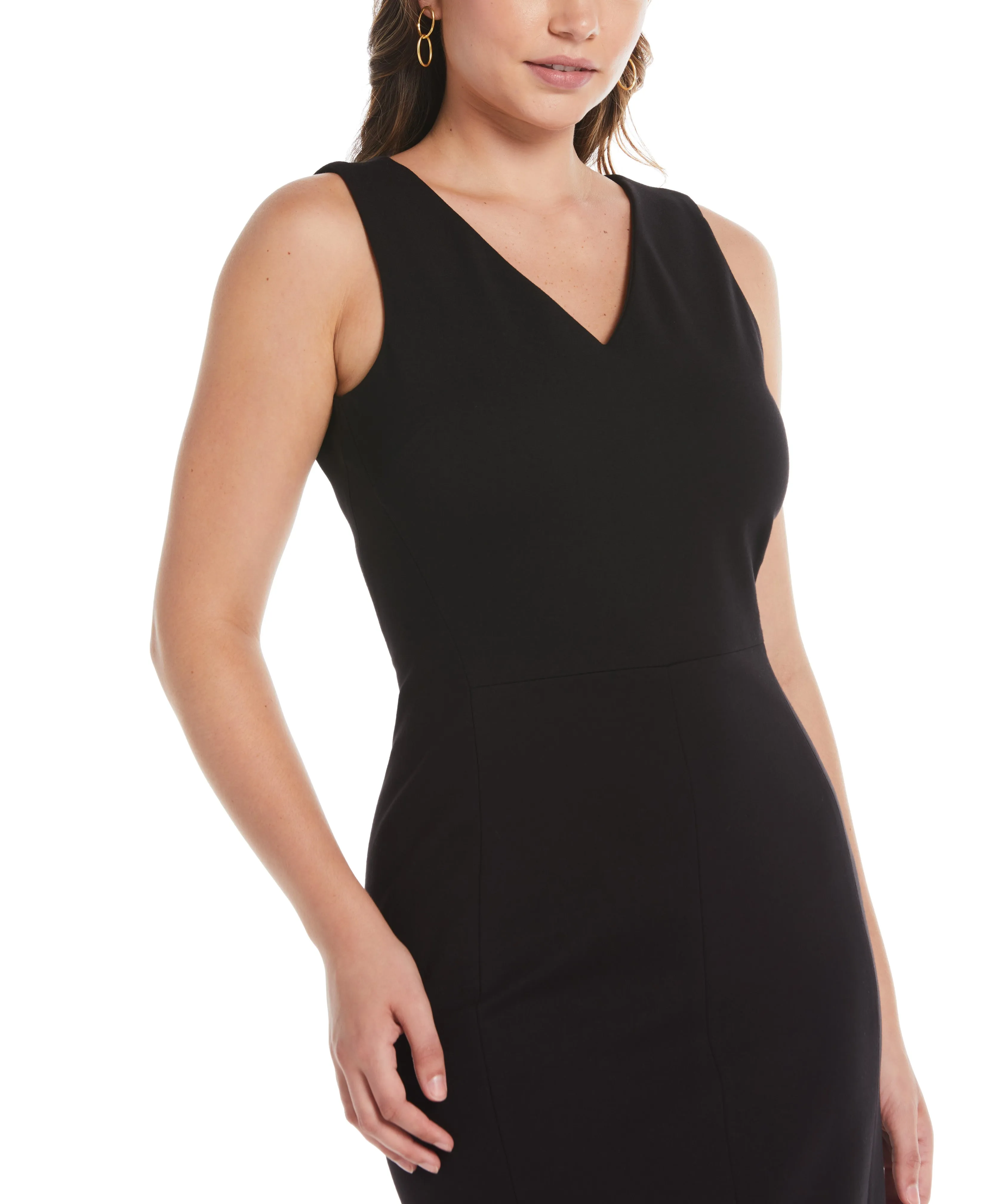 Ponte V-Neck Shift Dress