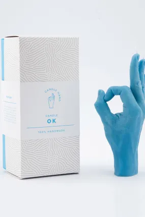 "OK" HAND GESTURE CANDLE BLUE