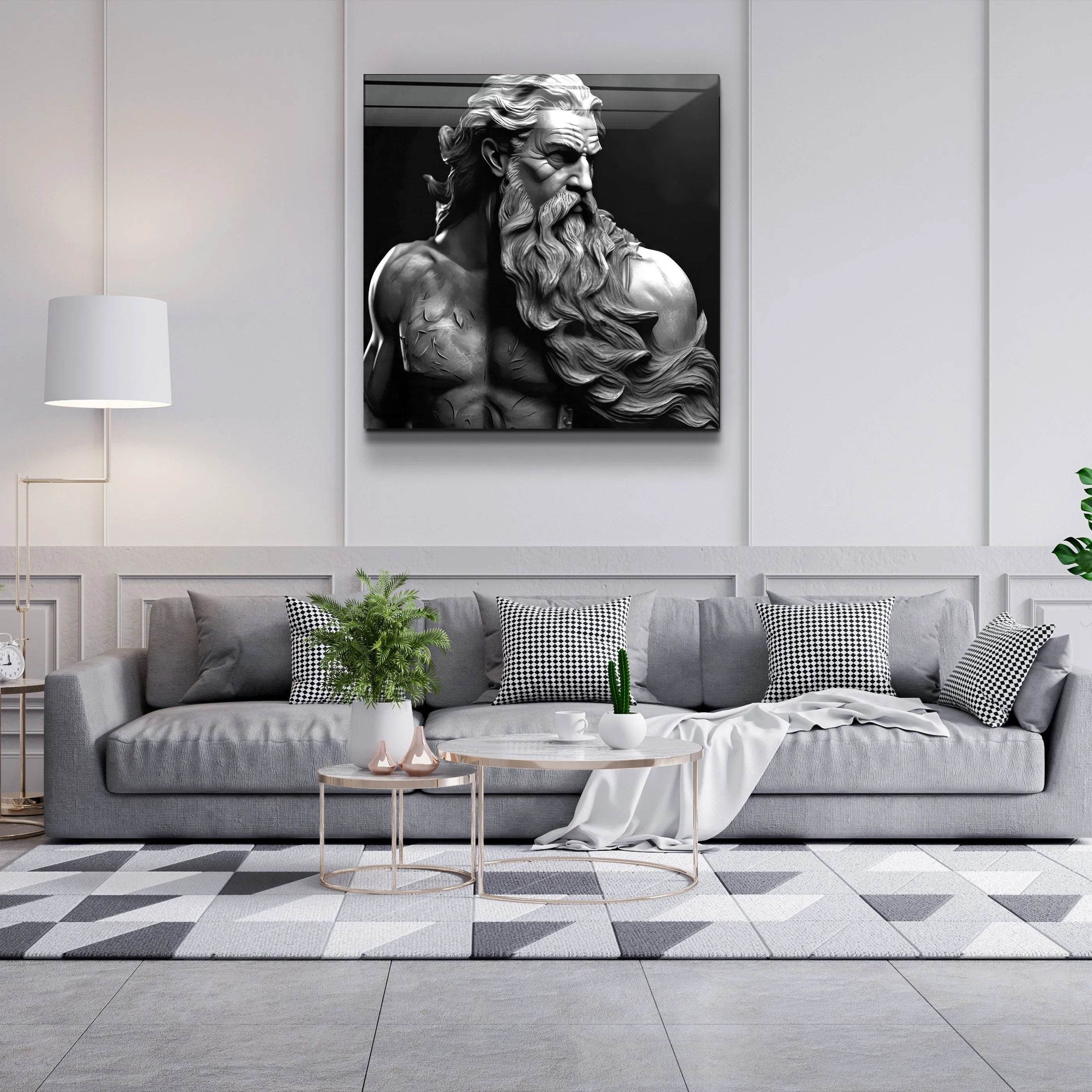 ."Zeus Myth". Designers Collection Glass Wall Art