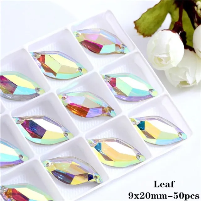 #R222  Resin Crystal AB Flatback Sew On Shapes-  Clothing Accessories Shoes and Craft