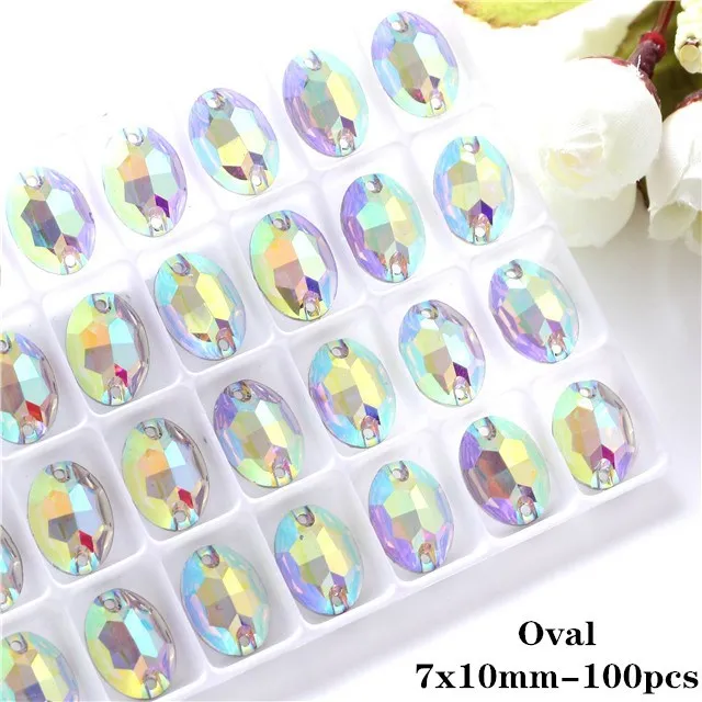 #R222  Resin Crystal AB Flatback Sew On Shapes-  Clothing Accessories Shoes and Craft