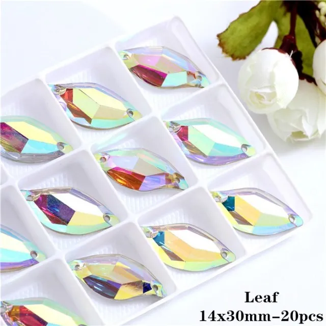 #R222  Resin Crystal AB Flatback Sew On Shapes-  Clothing Accessories Shoes and Craft