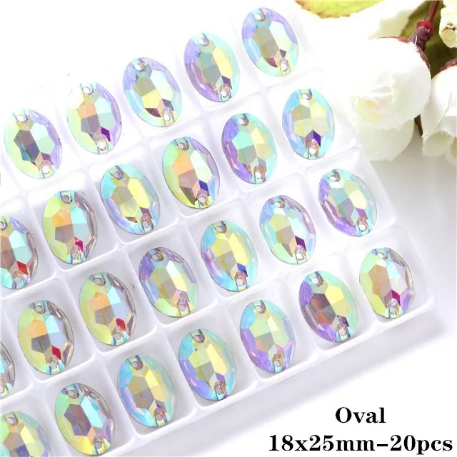 #R222  Resin Crystal AB Flatback Sew On Shapes-  Clothing Accessories Shoes and Craft