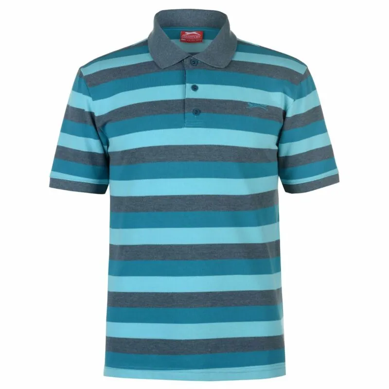 Slazenger Mens Pique Polo Shirt Classic Fit Tee Top Short Sleeve Stripe Striped