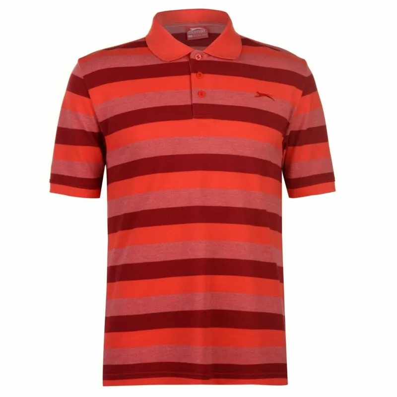 Slazenger Mens Pique Polo Shirt Classic Fit Tee Top Short Sleeve Stripe Striped