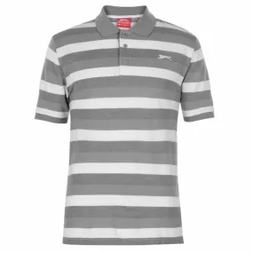 Slazenger Mens Pique Polo Shirt Classic Fit Tee Top Short Sleeve Stripe Striped