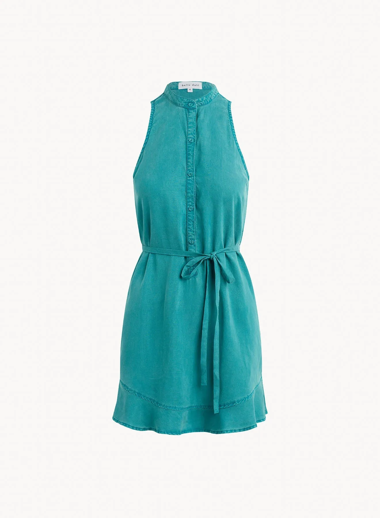 Sleeveless Ruffle Hem Placket Dress - Deep Azure