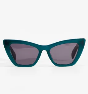 Solar Queen Bio-Acetate Sunglasses - Milky Emerald with Smoke Lens