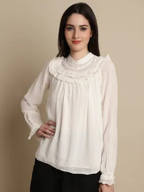 Women Beige Lace Top